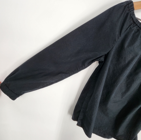 Rag & Bone Elastic Off Shoulder Long Sleeve Side Button Cotton Shirt Black XS - Picture 4 of 11
